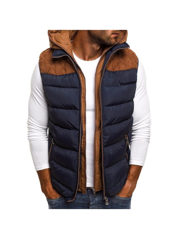 Men's Casual Colorblock Thermal Padded Vest Jacket