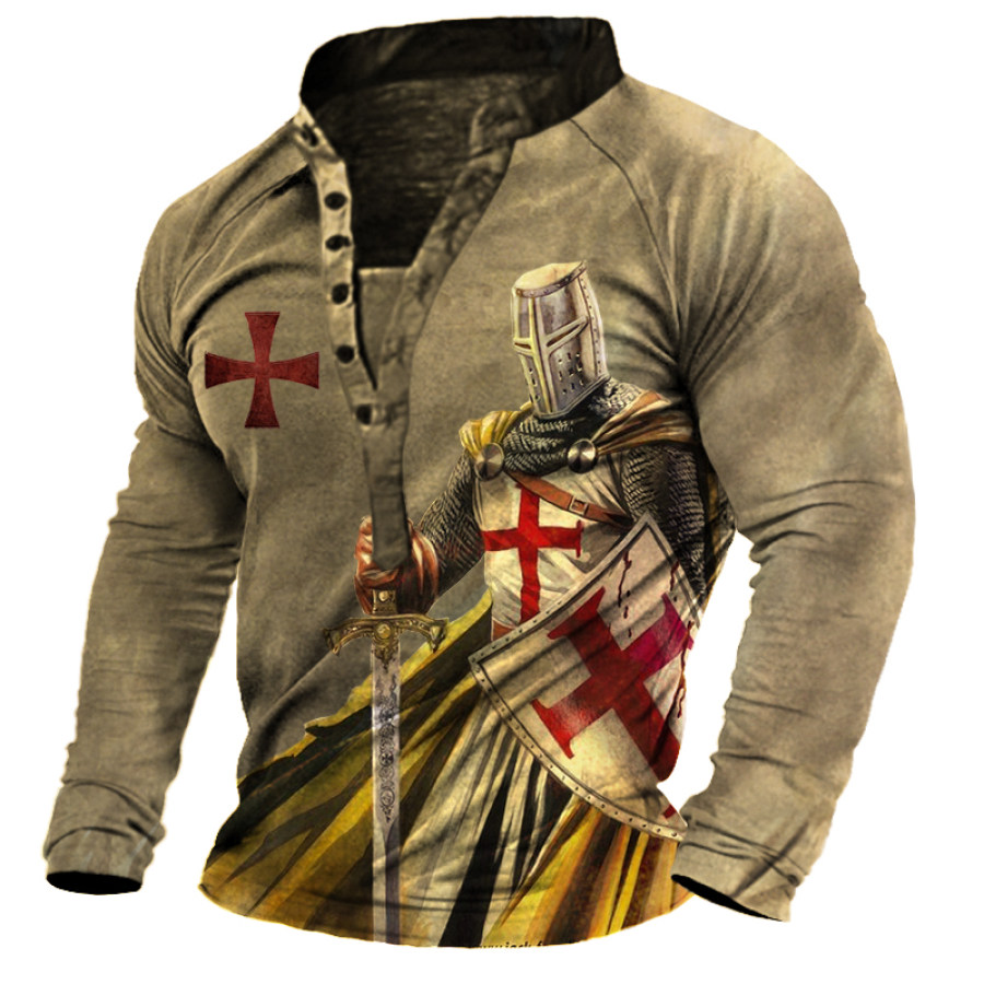 

Men's Outdoor Templar Print Henry Long Sleeve Shirt