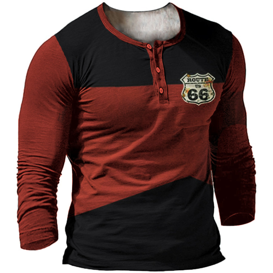 

Men's Outdoor Contrast Route 66 Vintage Print T-Shirt