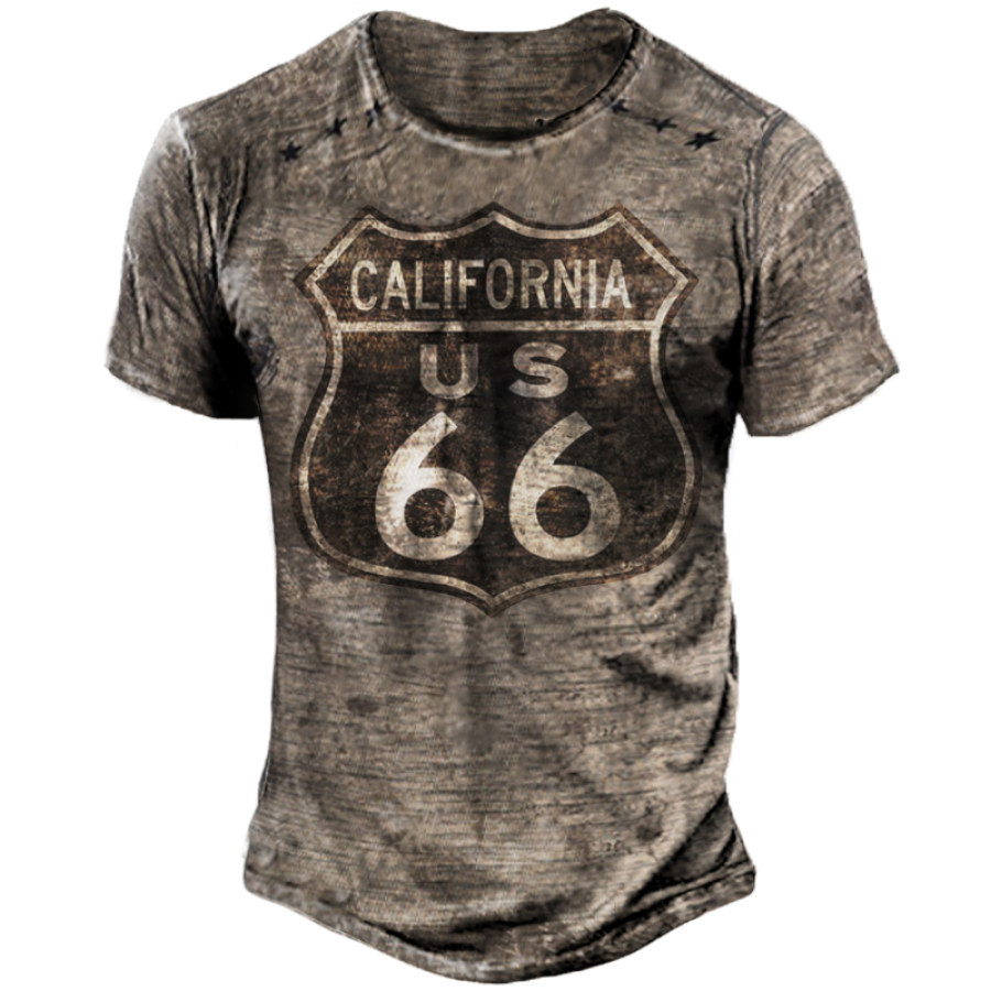 

Men's US Route 66 Retro Printed Short Sleeve T-Shirt