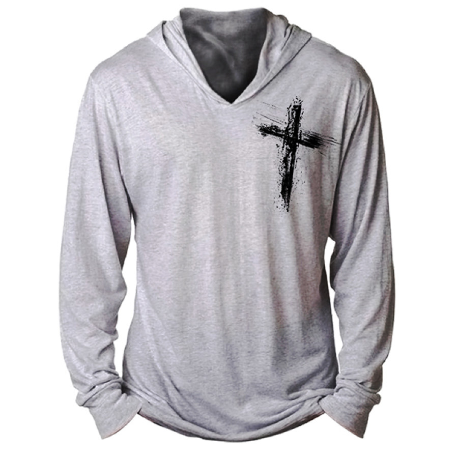 

Men's Cross Breathable Print Outdoor Tactical Hooded T-Shirt