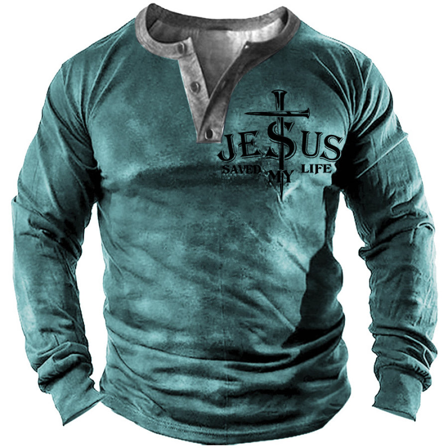 

Jesus Men's Henley T-shirt