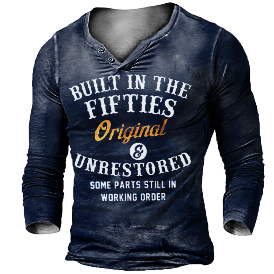 

Built In The Fifties Original And Unrestored Men's Retro V-Neck Long Sleeve T-Shirt