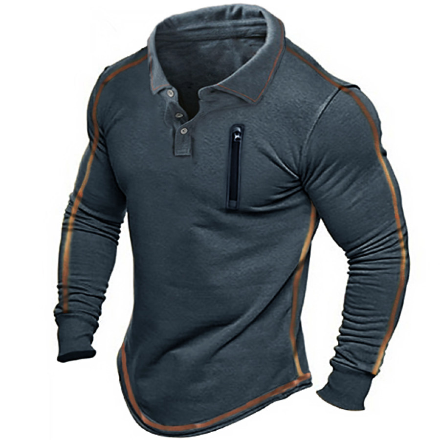 

Men's Outdoor Zip Pocket Polo Neck Tactical Sweatshirt