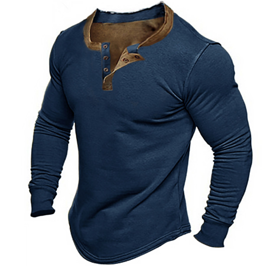 

Men's Outdoor Vintage Henley Collar Tactical Sweatshirt