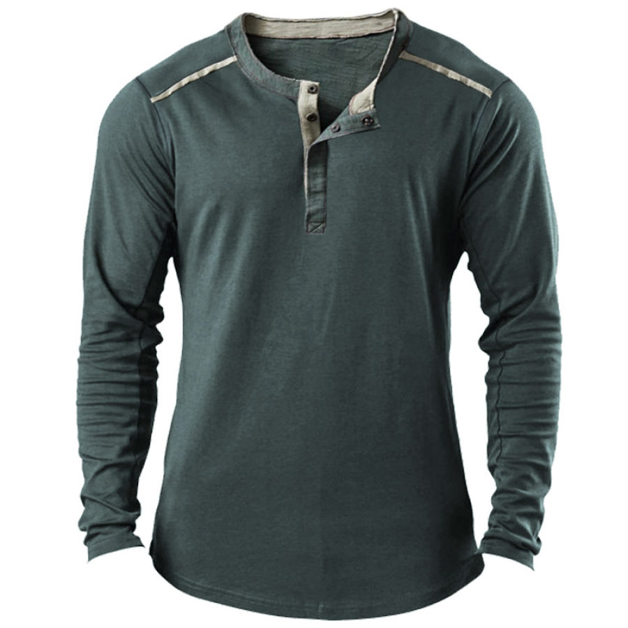 

Men's Vintage Outdoor Tactical Long Sleeve Henley T-Shirt