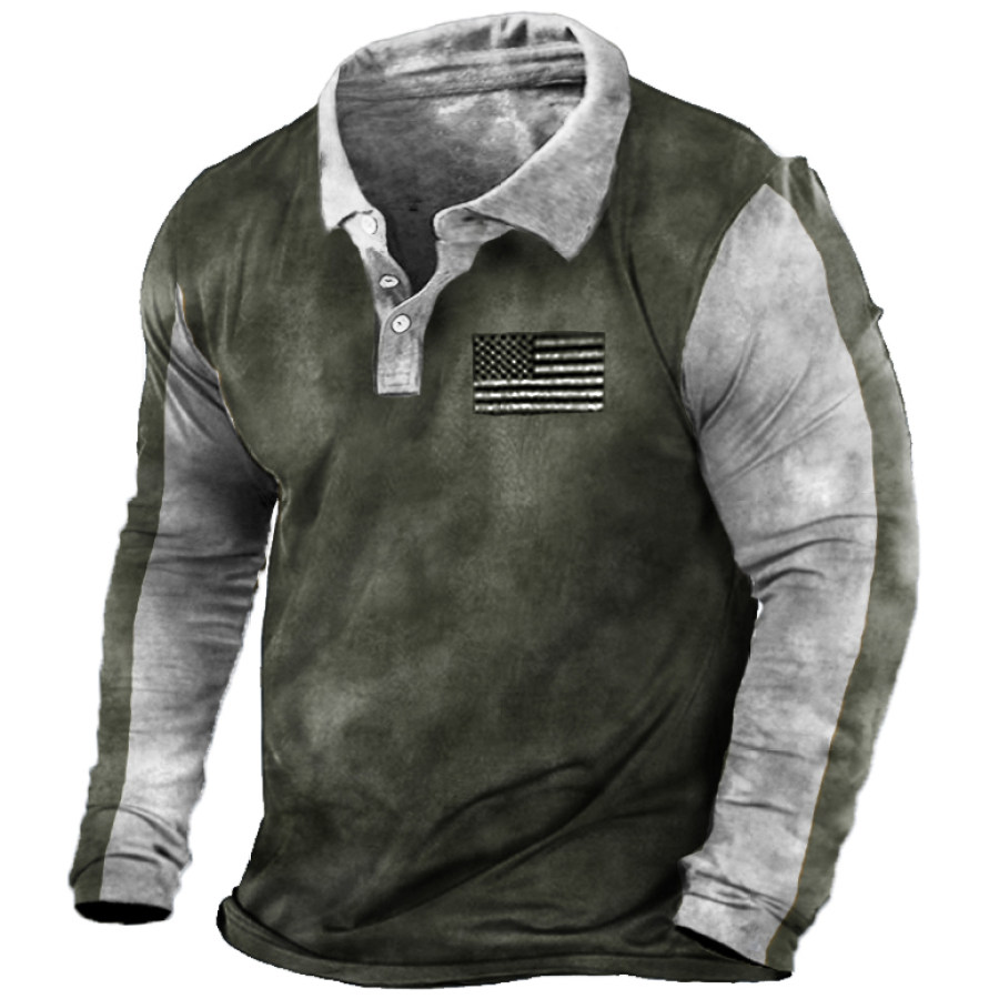 

Men's American Flag Outdoor Tactical Polo Neck T-Shirt