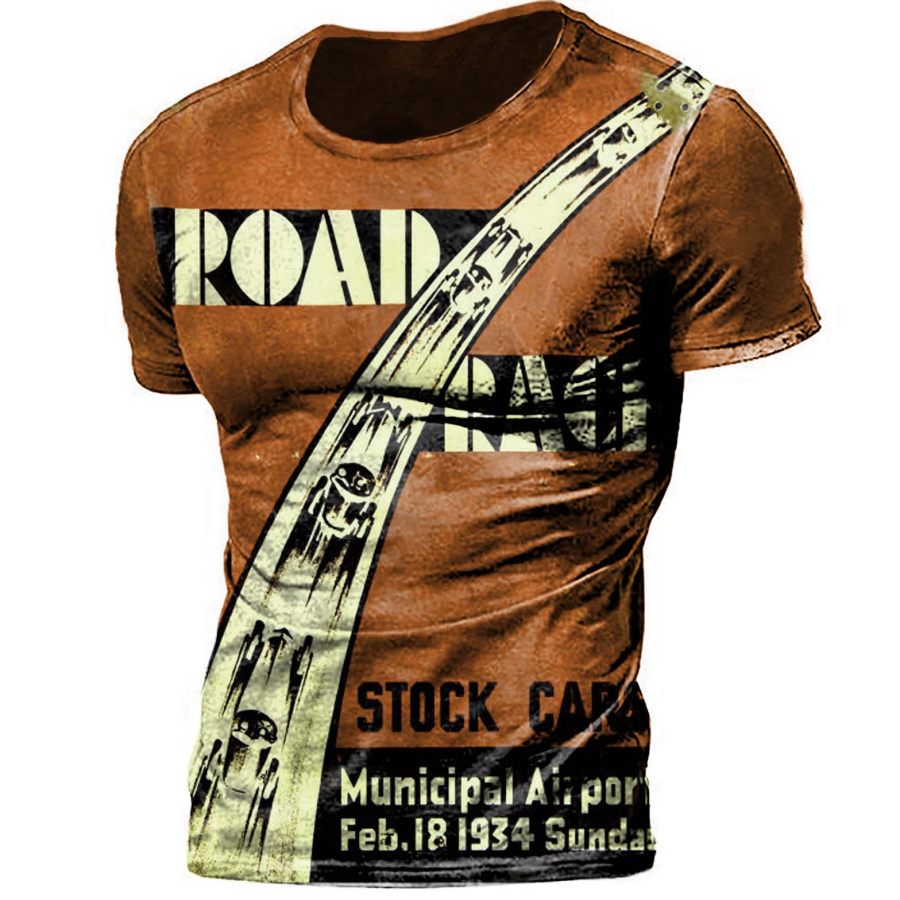

Men's Vintage Road Race Print T-Shirt