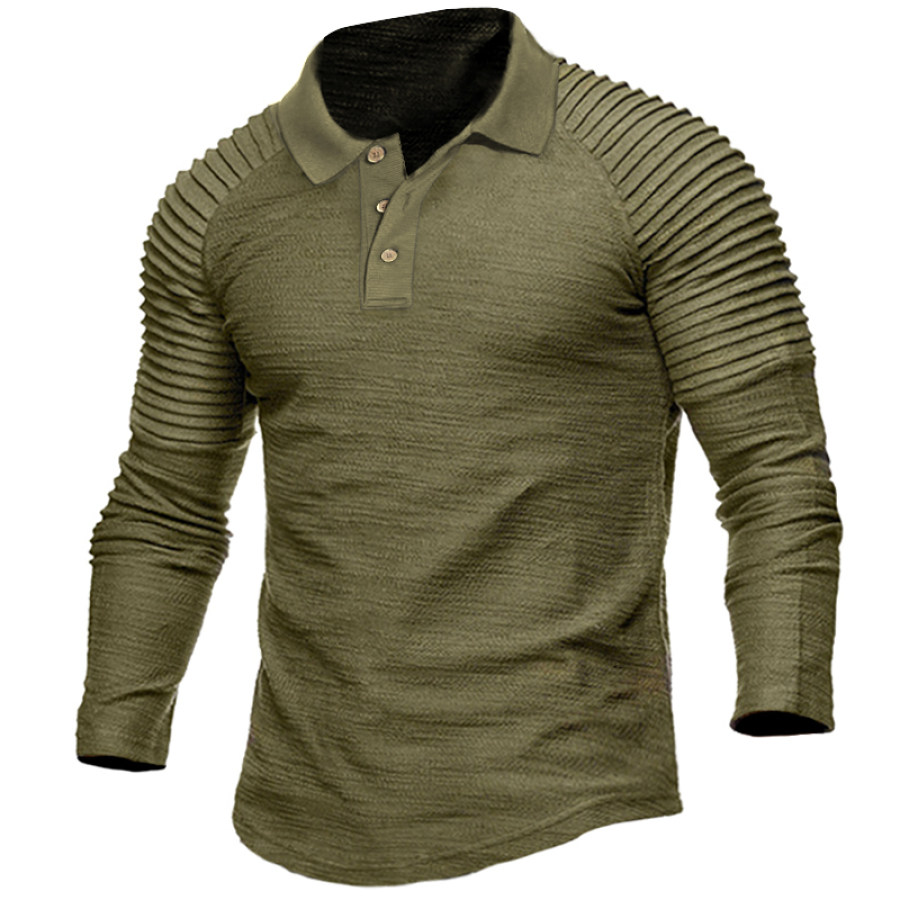 

Men's Outdoor Pit Strip Design Long Sleeve Tactical Polo Shirt