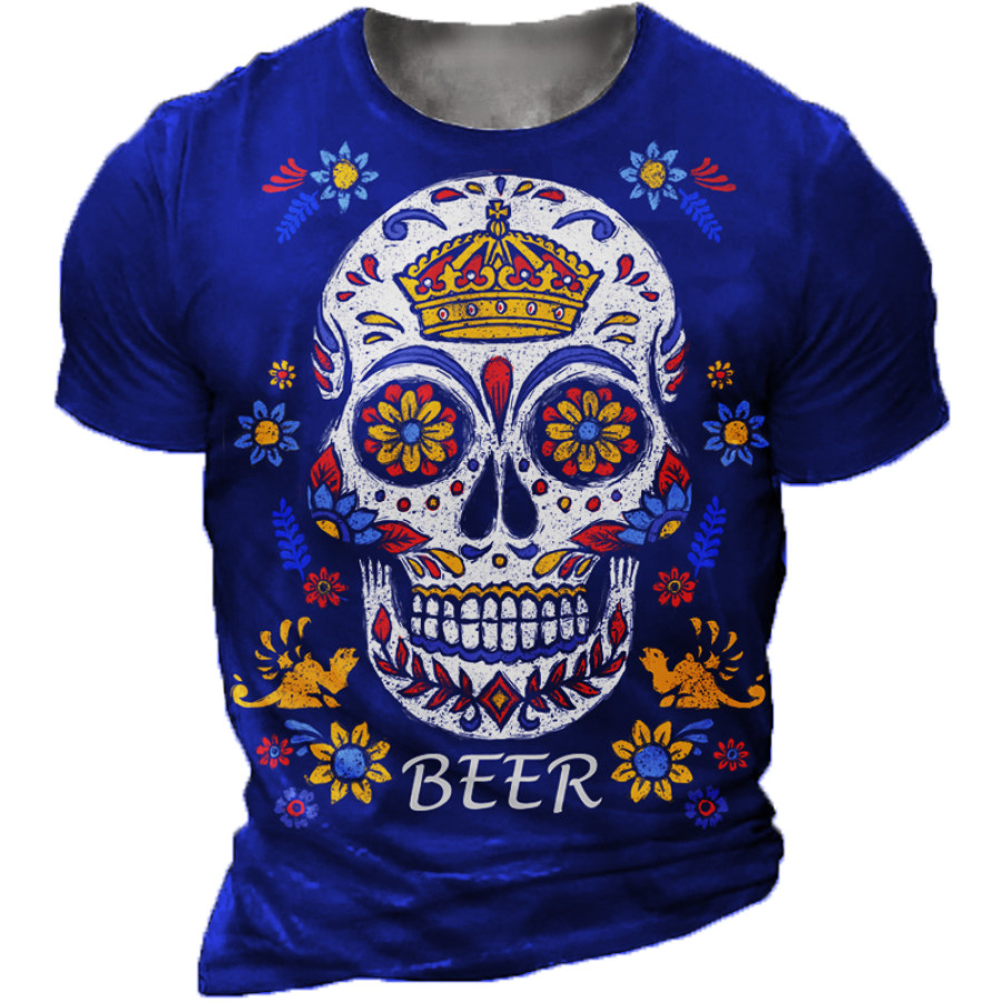 

Sugar Skull Vintage Print Men's Oktoberfest T-Shirt
