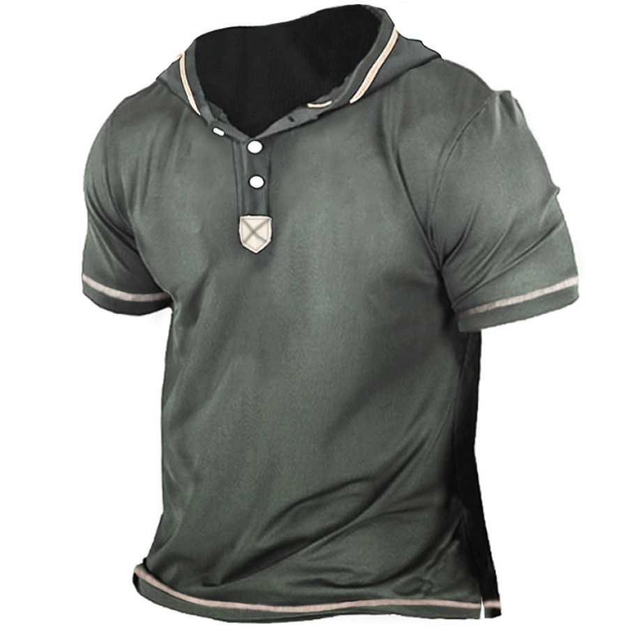 

Men's Outdoor Casual Solid Color Short Sleeve Hooded T-Shirt