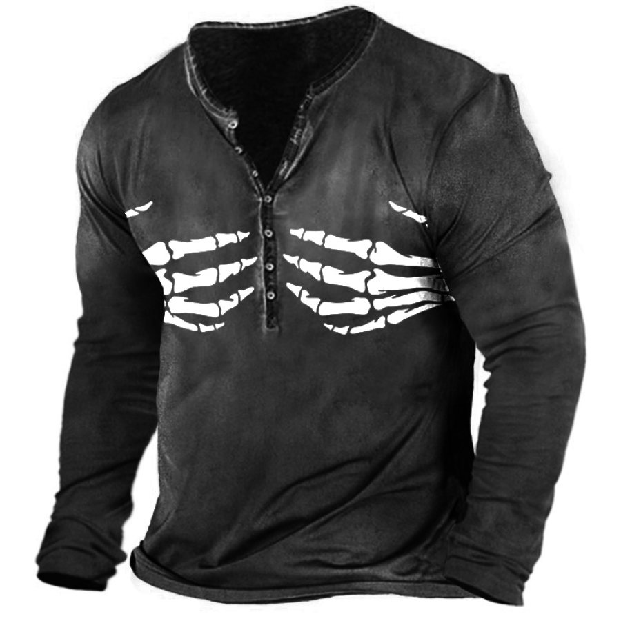 

Skull Halloween Men's Henley T-shirt