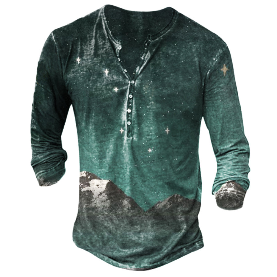 

Big Dipper Sky Print Men's Outdoor Henley Long Sleeve T-Shirt