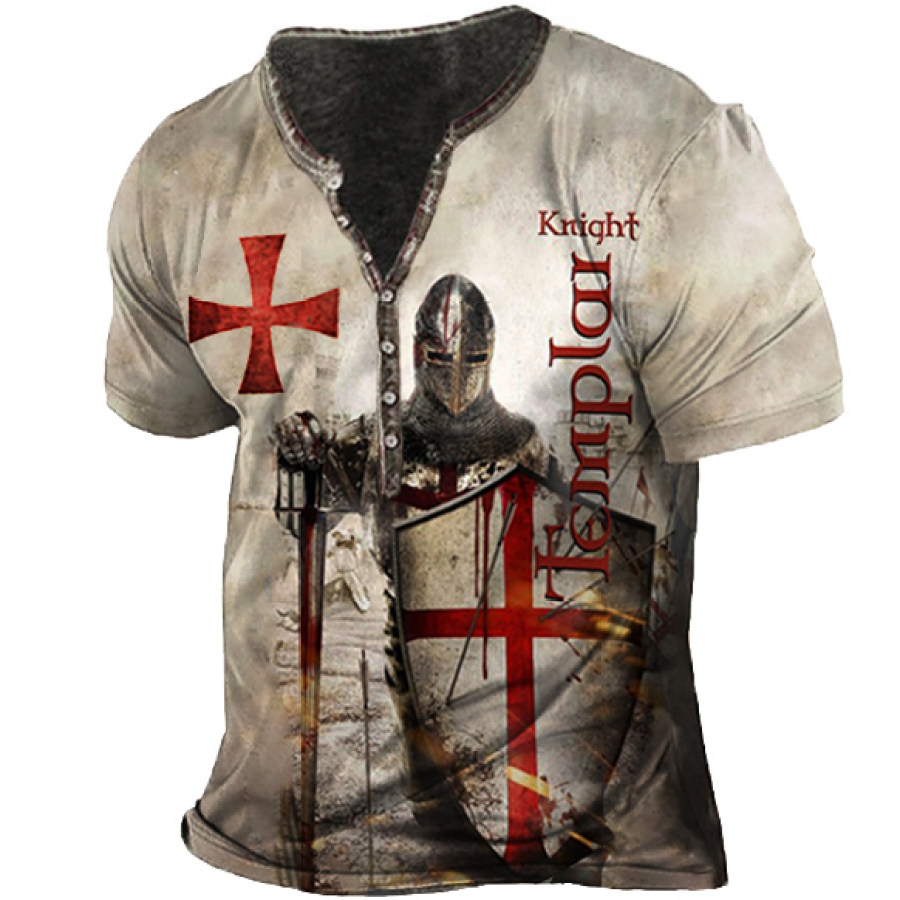 

Men's Outdoor Breathable Cross Templar Retro Short Sleeve Henley Shirt