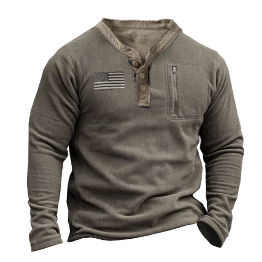 

Men's Outdoor Vintage Long Sleeve Henley Shirt