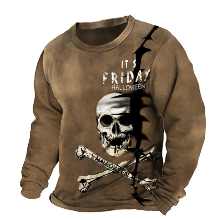 

Men's Vintage Skull Print Tactical Sweatshirt