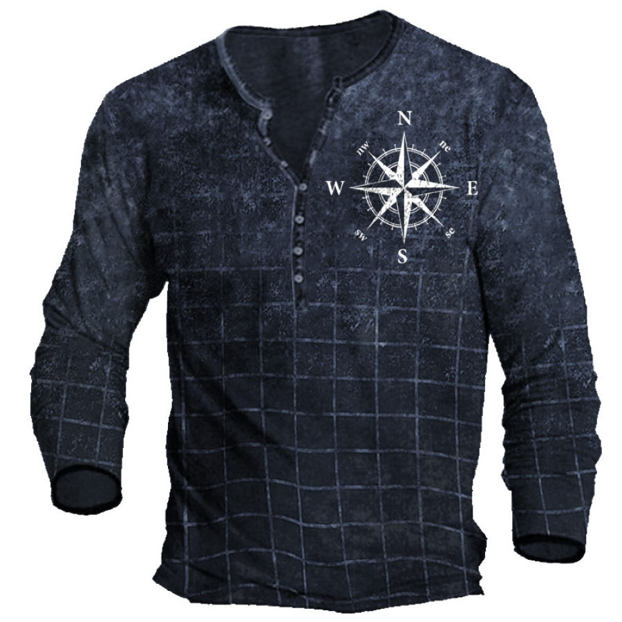 

Men's Vintage Compass Nautical Henry T-Shirt