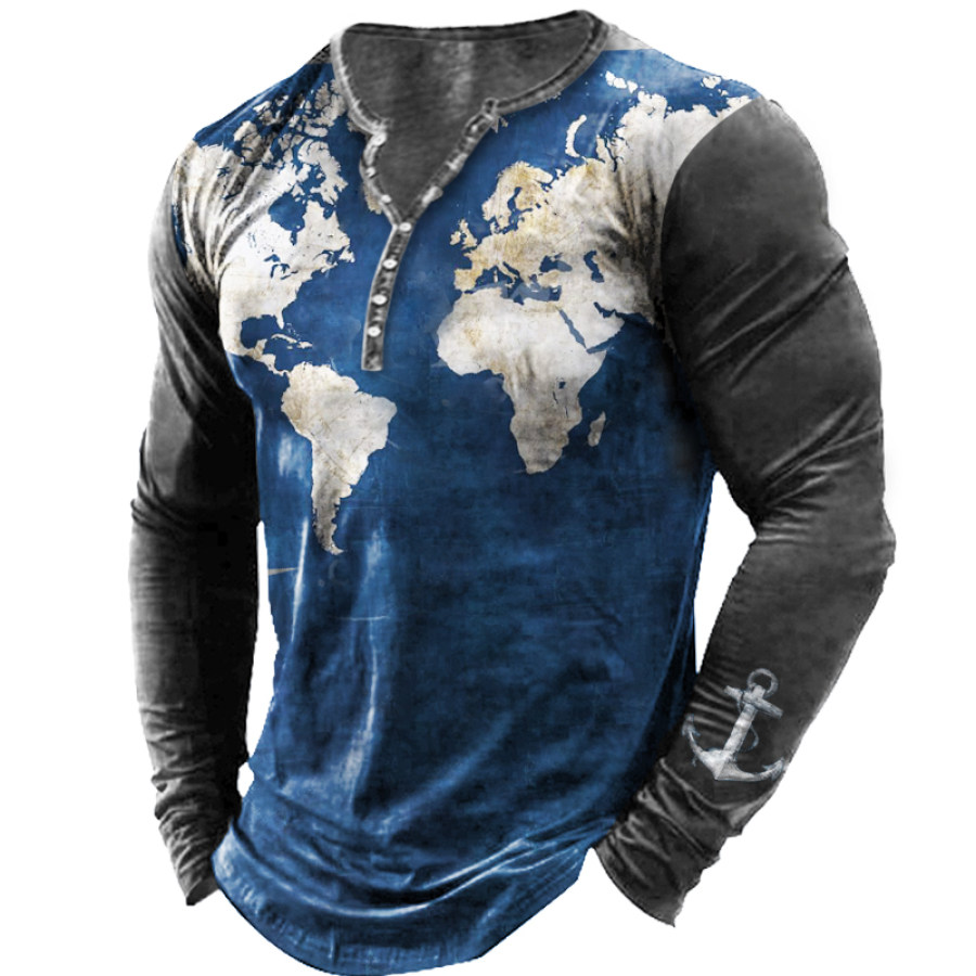 

Men's Outdoor Vintage Henley Long Sleeve T-Shirt