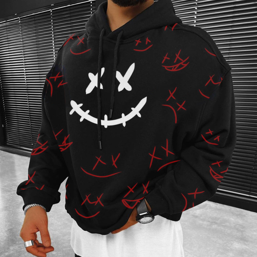 

Men's Casual Smiley Print Sweatshirt Hoodie