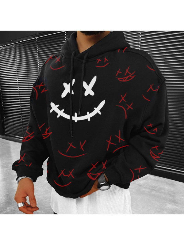 Men's Casual Smiley Print Sweatshirt Hoodie