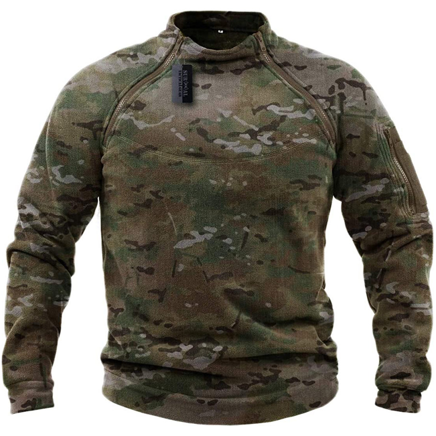 

Men's Fleece Outdoor Warm Breathable Zipper Tactical Sweatshirt