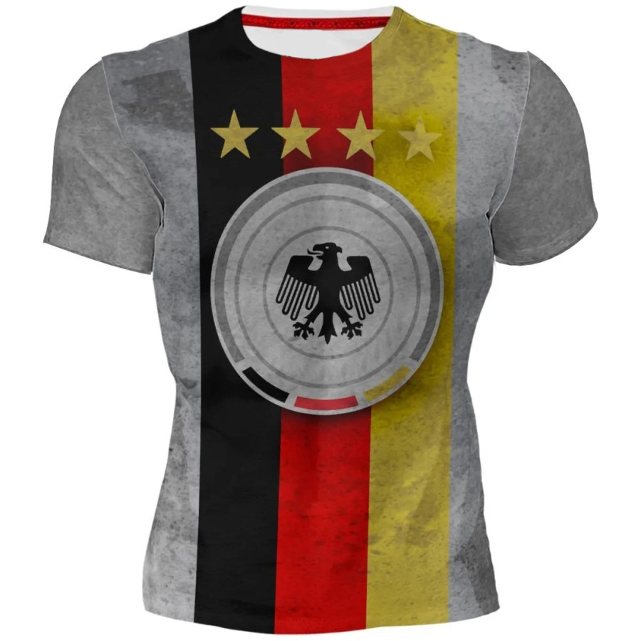 

Men's Vintage German Flag Print Short Sleeve T-Shirt