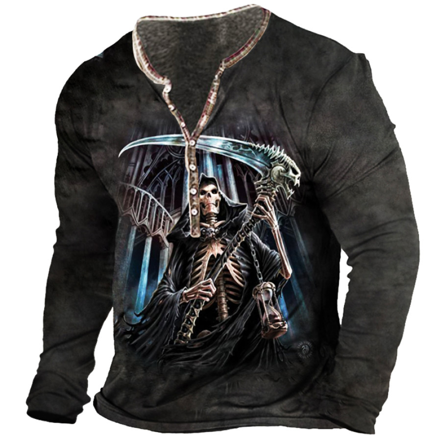 

Men's Halloween Skull Print Long Sleeve T-Shirt