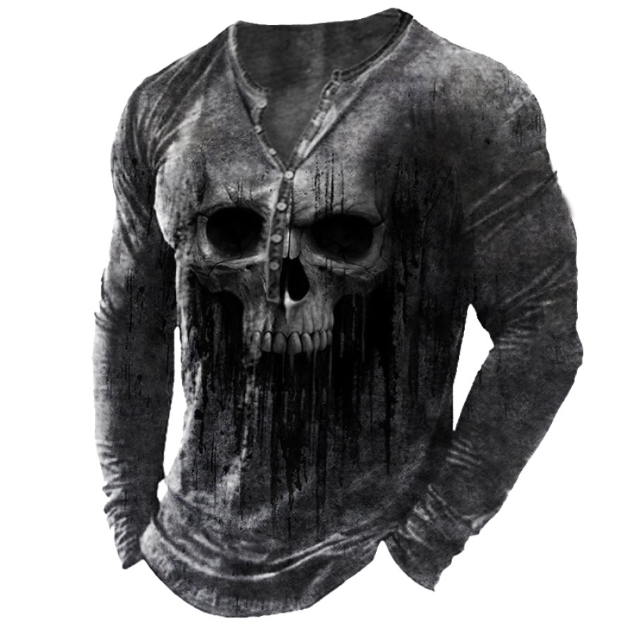 

Men's Halloween Skull Print Long Sleeve T-Shirt