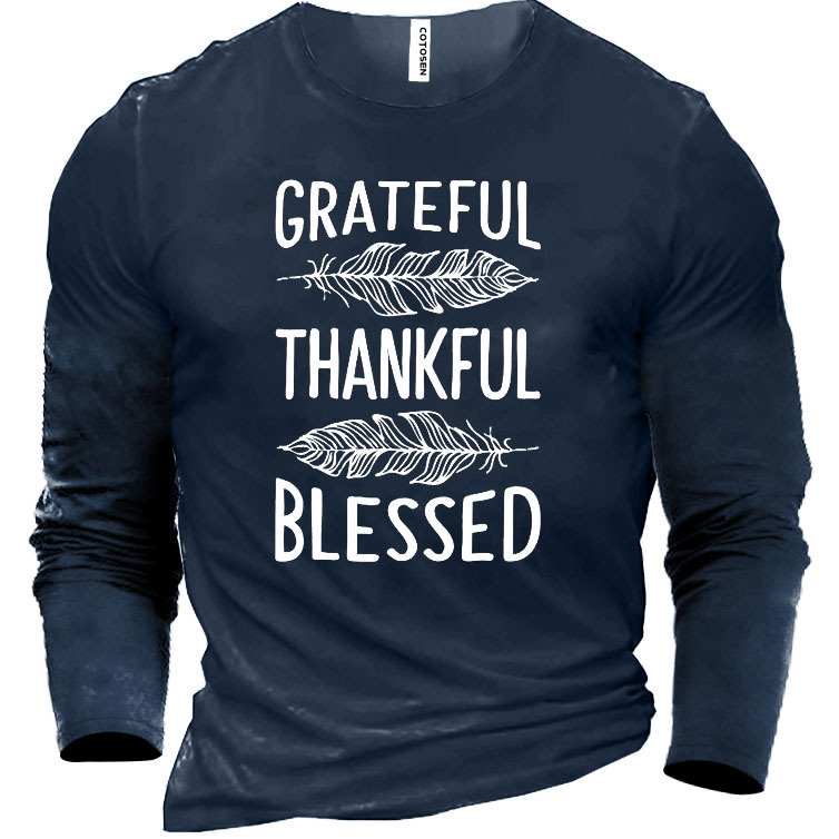 Grateful Thankful Blessed Men's Chic Cotton T-shirt
