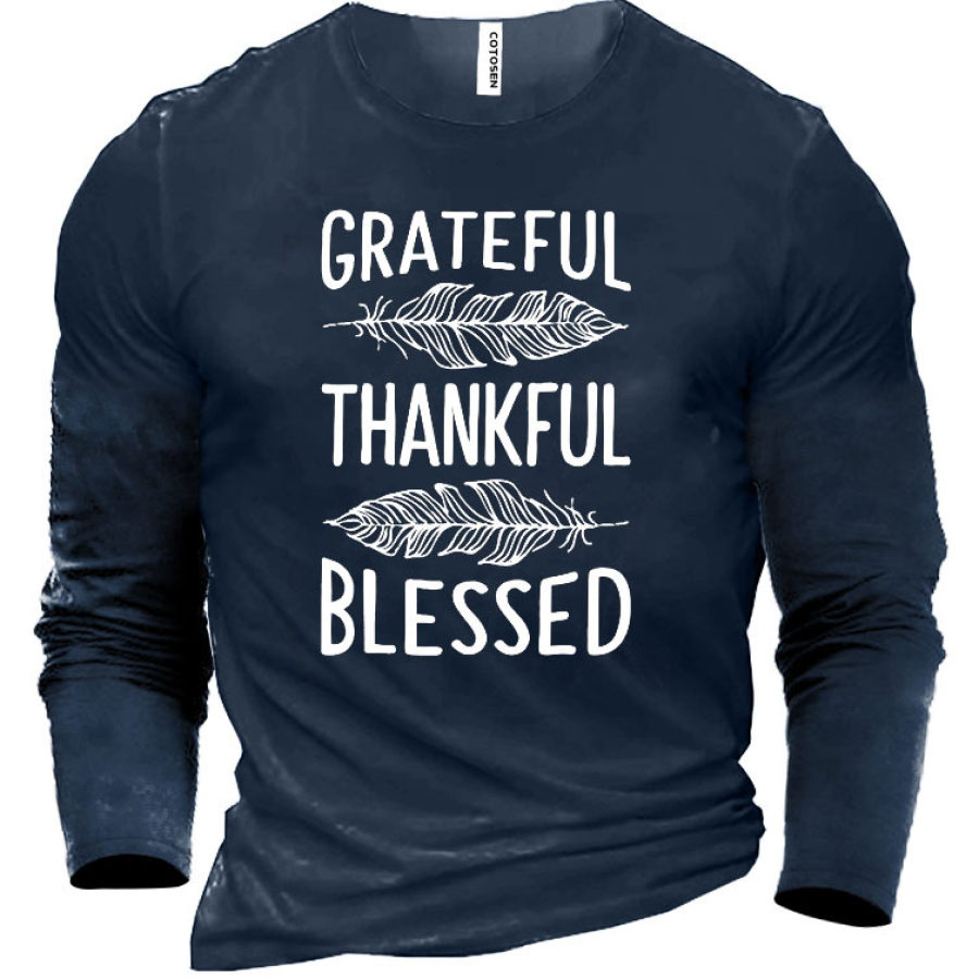 

Grateful Thankful Blessed Men's Cotton T-Shirt