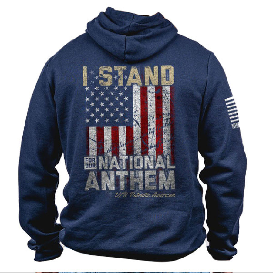 

I Stand American Flag Print Men's Tactical Hoodie