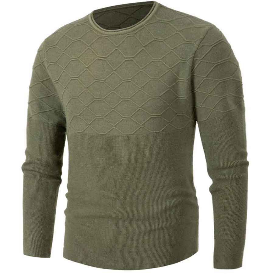 

Men's Solid Twist Round Neck Knit Sweater