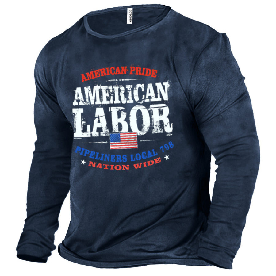 

Men's American Labor Cotton Long Sleeve T-Shirt