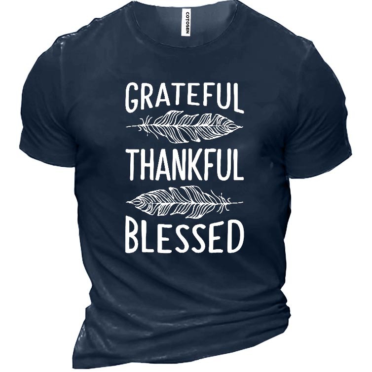 Grateful Thankful Blessed Men's Chic Cotton T-shirt