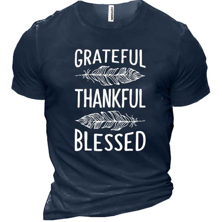 

Grateful Thankful Blessed Men's Cotton T-Shirt