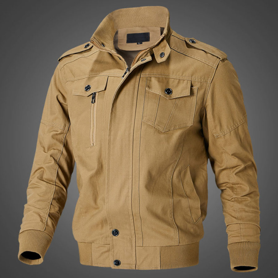 

Men's Lapel Button Zip Casual Jacket