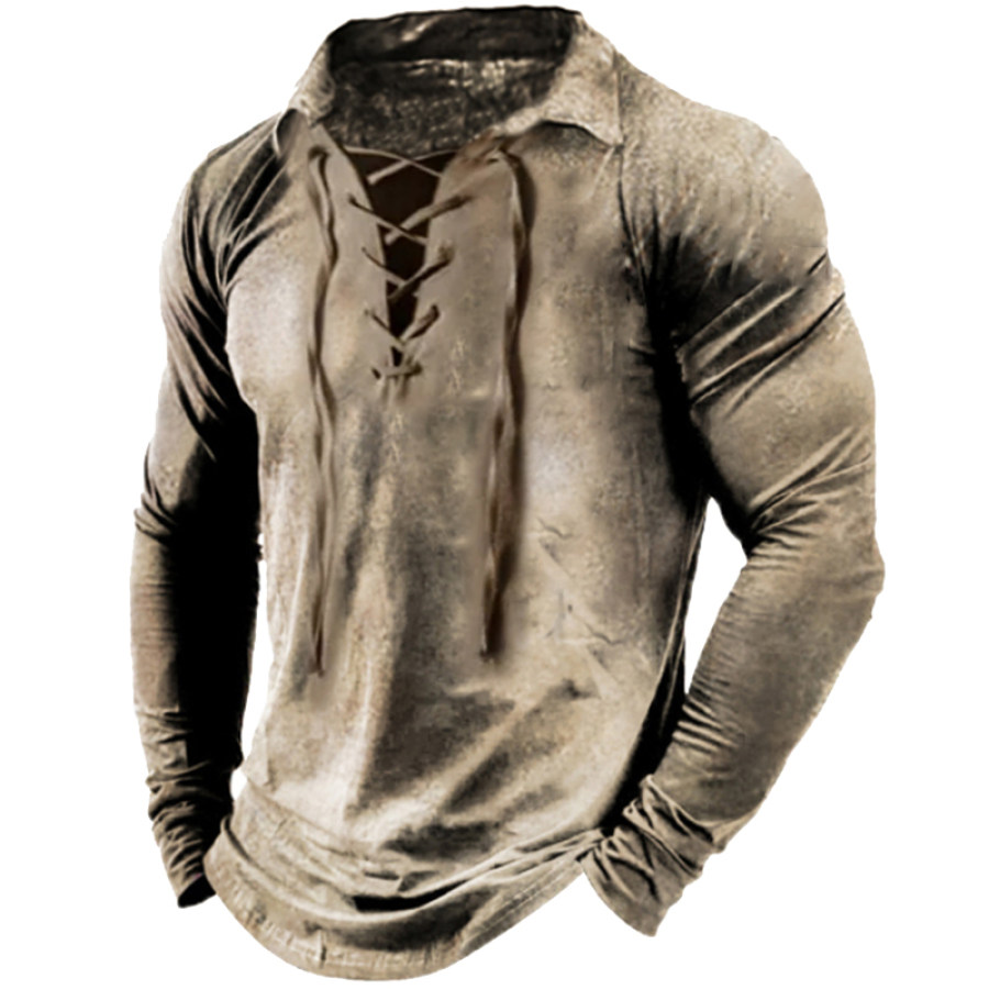 

Men's Outdoor Tactical Vintage Lace-Up Long Sleeve T-Shirt