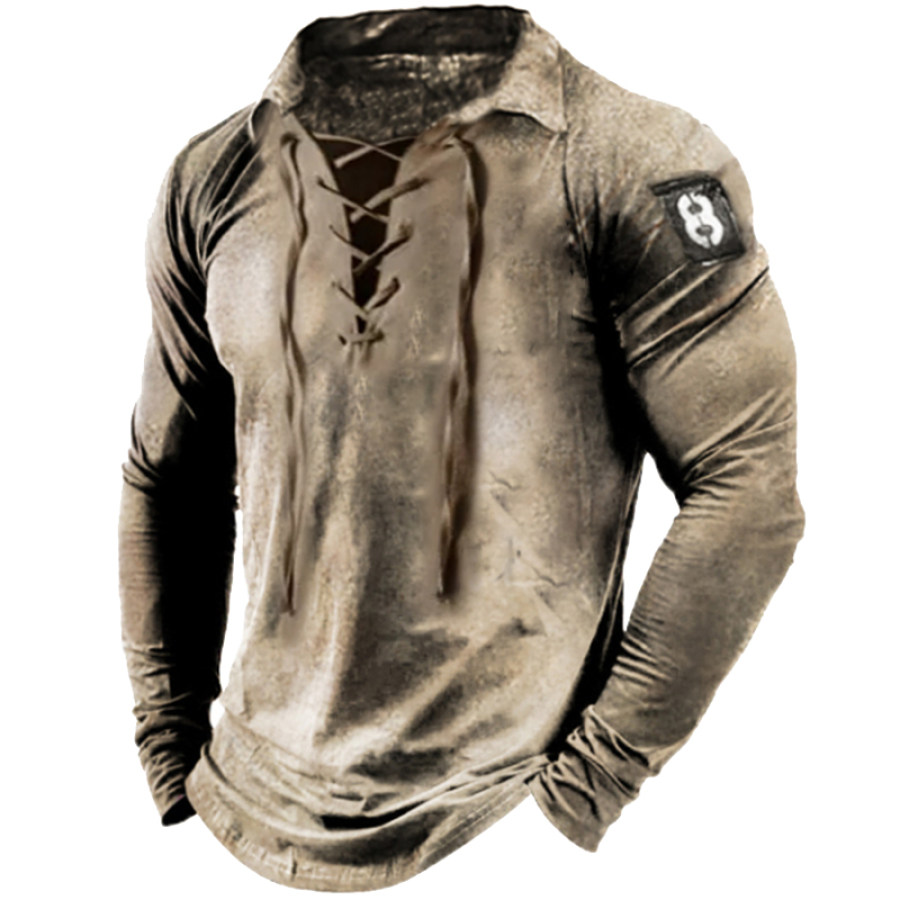 

Men's Outdoor Tactical Vintage Lace-Up Long Sleeve T-Shirt