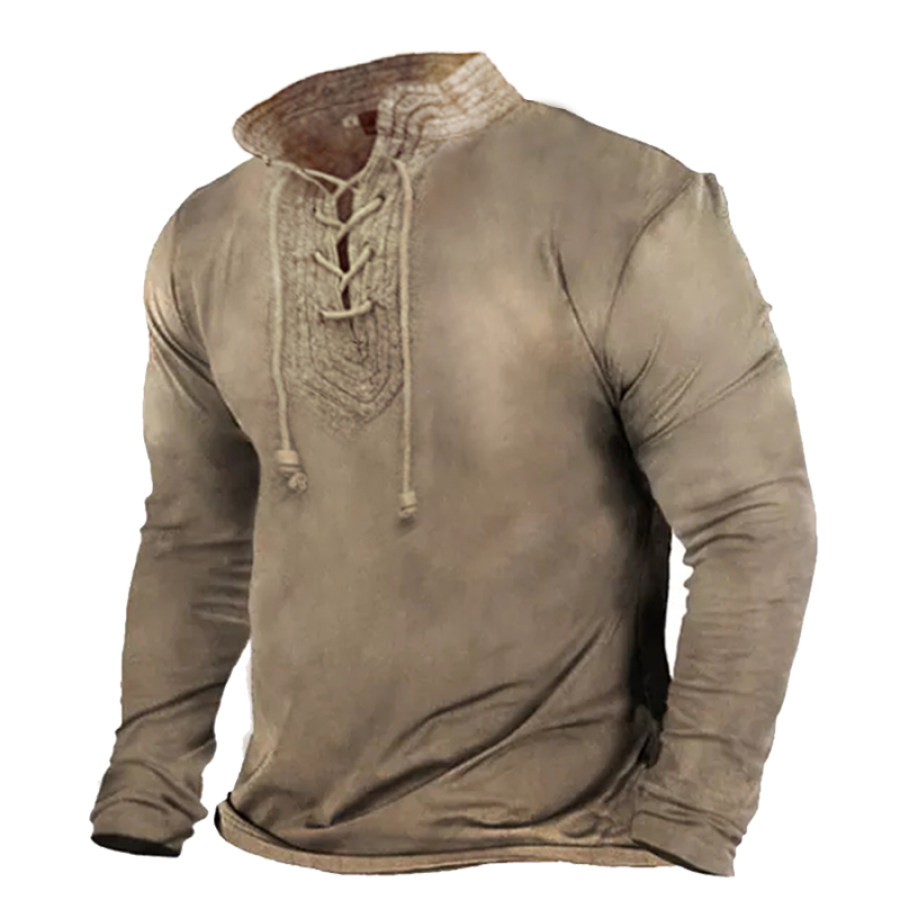 

Men's Outdoor Tactical Vintage Lace-Up Long Sleeve T-Shirt