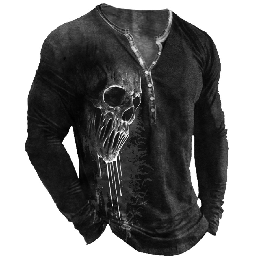 

Men's Casual Halloween Skull Print Long Sleeve T-Shirt