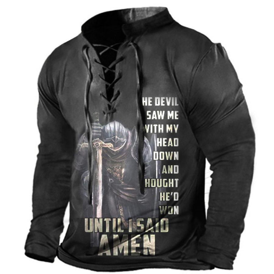 

The Devil Saw Me With My Head Down And Thought He'd Won Men's Henley Long Sleeve Training Shirt