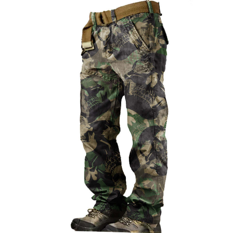 

Retro Camouflage Skull Print Men's Outdoor Tactics Cargo Pants