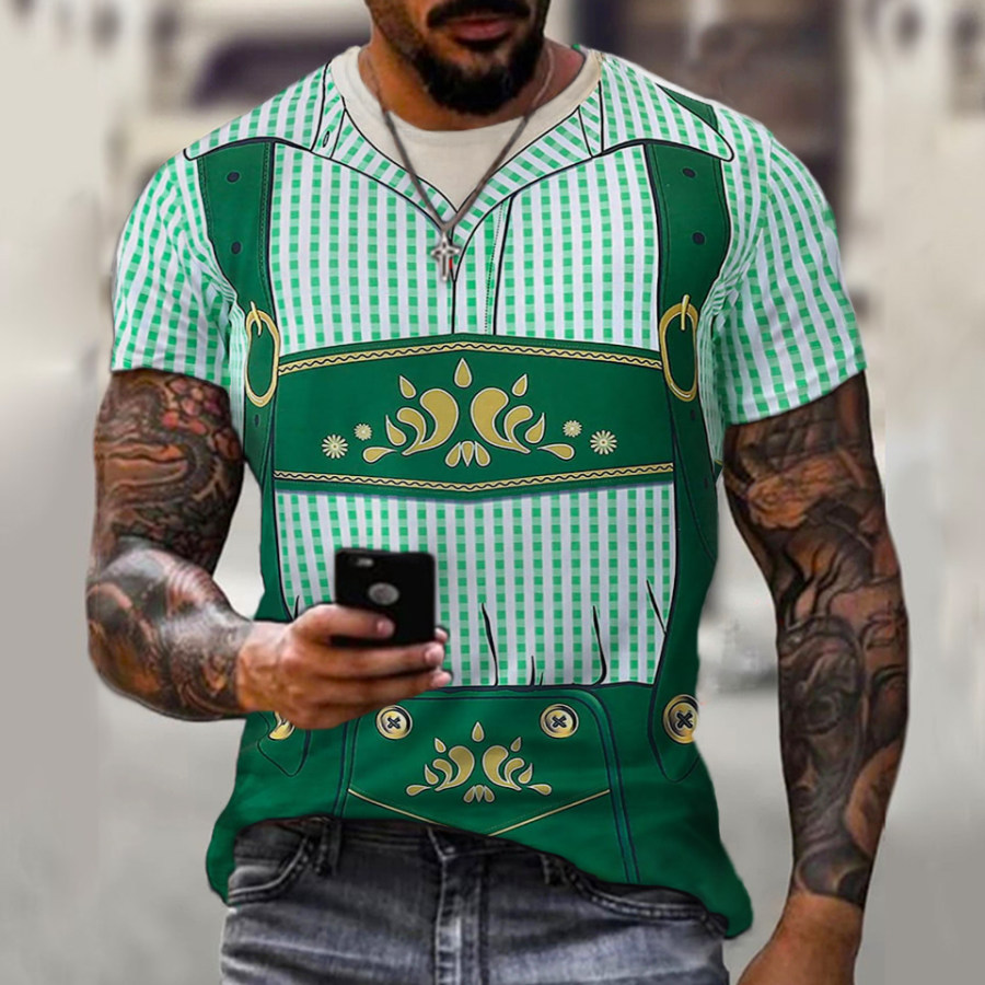 

Mens German Oktoberfest 3D Printed Short Sleeve T-Shirt Beer