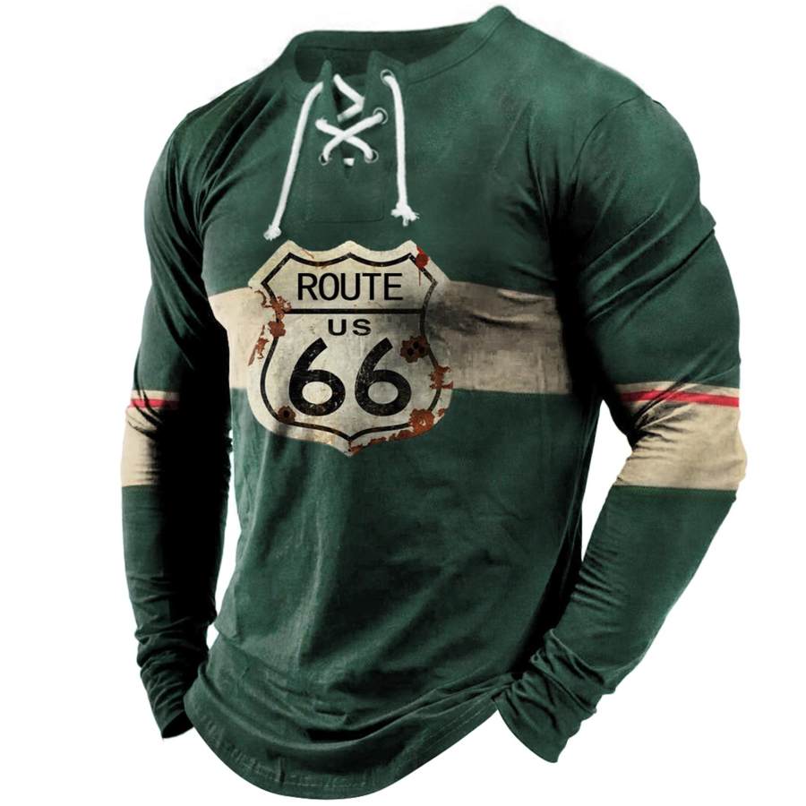 

Men's Outdoor Route 66 Cross Lace Up Long Sleeve T-Shirt
