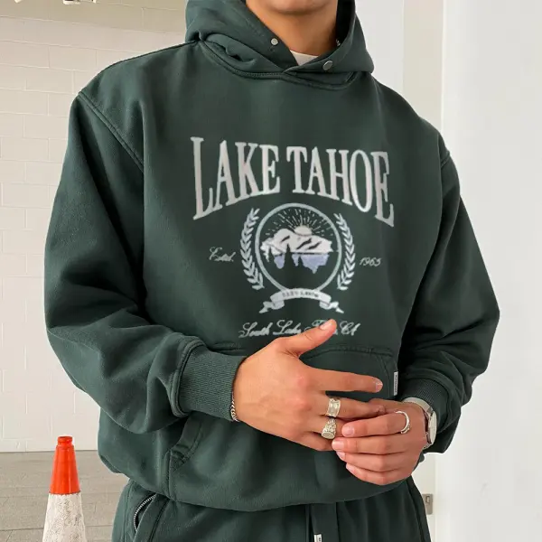 Lake Tahoe Print Vintage Versatile Sweatshirt - Chrisitina.com 