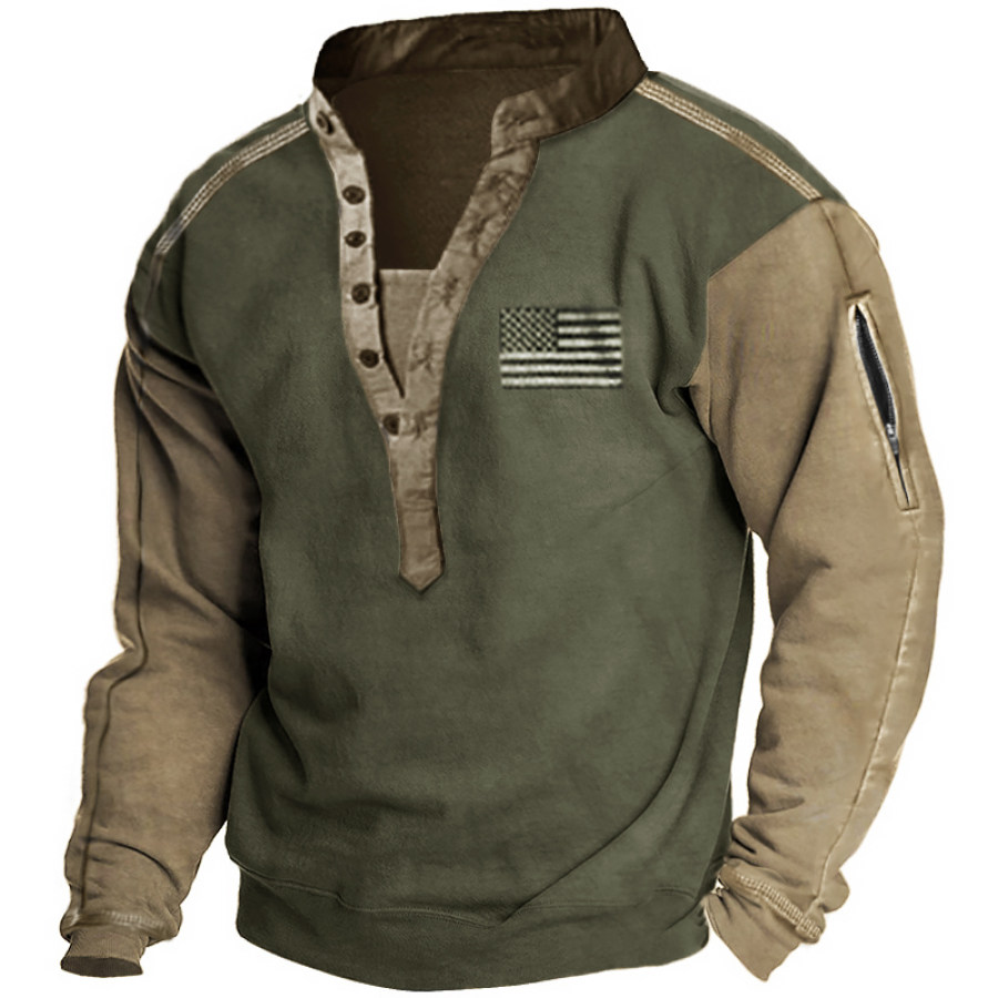 

Men's Outdoor Splicing Henley Collar Long Sleeve Sweatshirt
