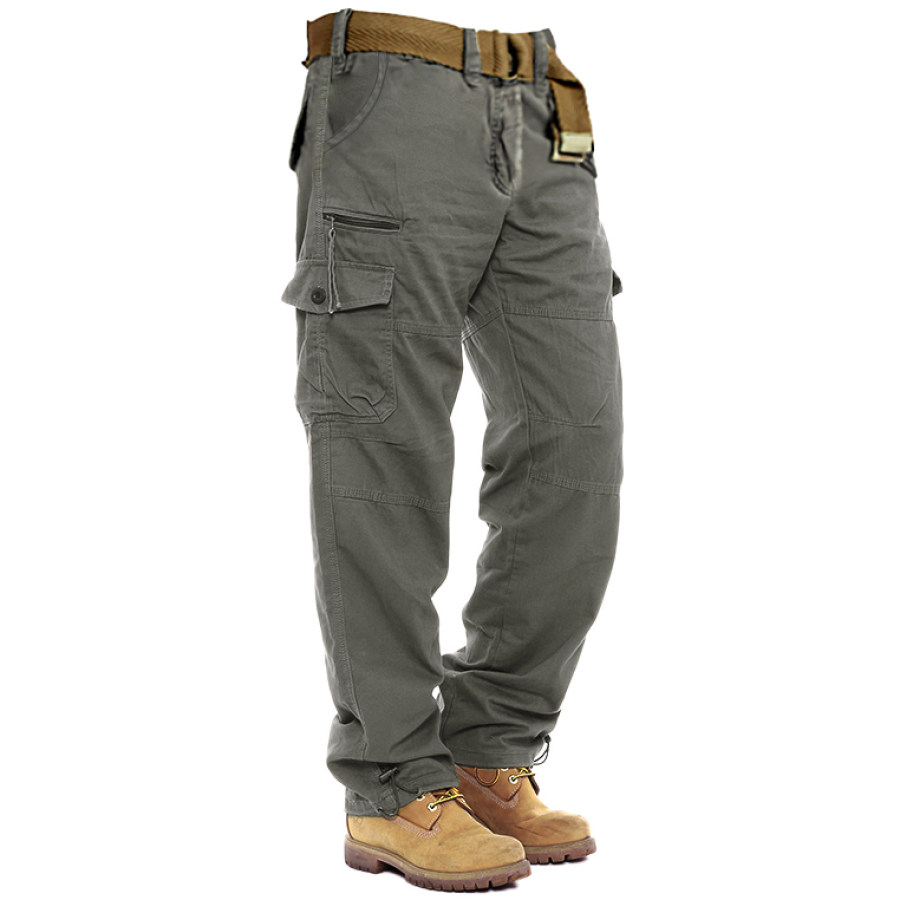 

Pantalones Cargo De Algodón Con Cintura Elástica Y Varios Bolsillos Para Hombre