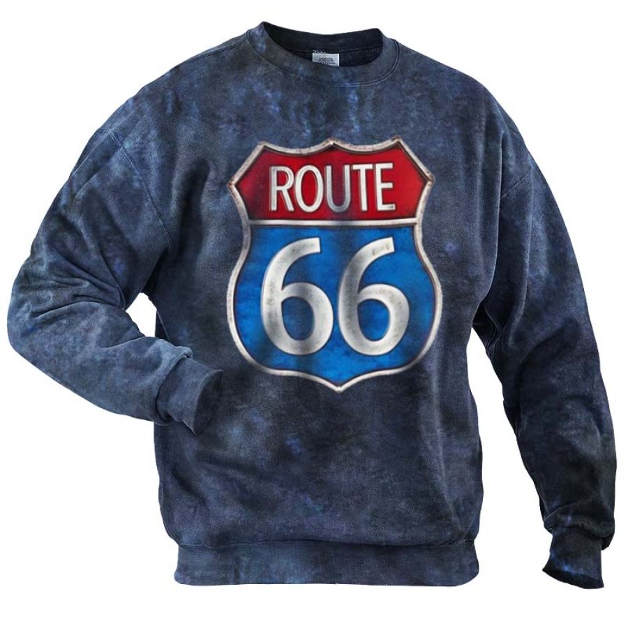 

Men's Casual Route66 Print Crew Neck Sweatshirt