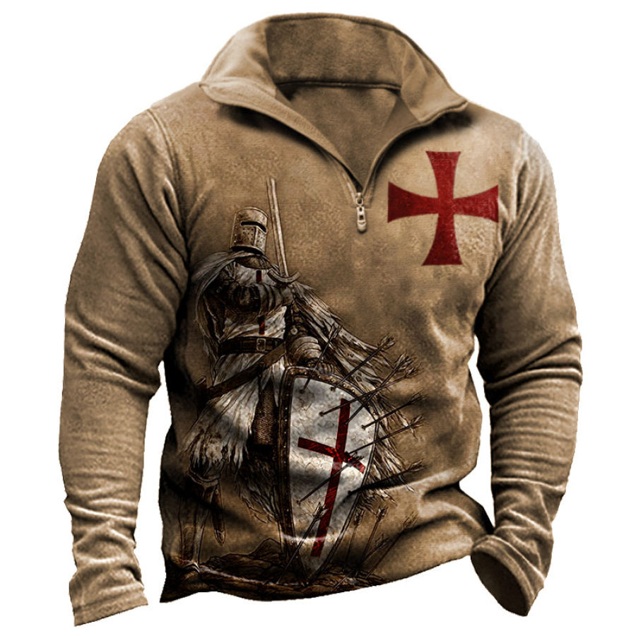 

Men's Vintage Templar Cross Print Sweatshirt
