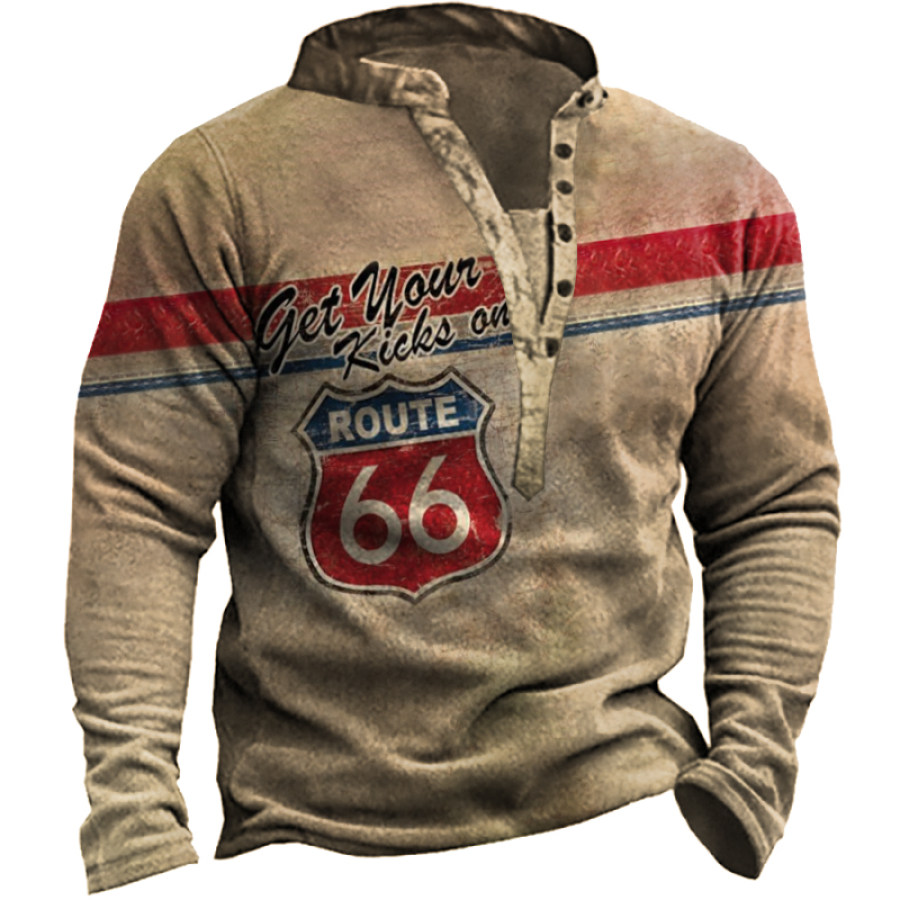 

Men's Outdoor Casual Route66 Print Sweatshirt